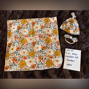 Floral Baby Swaddle Set with Headband